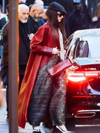 Anne Hathaway The Devil Wears Prada 2 Red Leather Coat