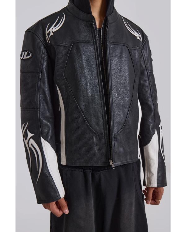 Adults S02 Owen Thiele Black Leather Biker Jacket