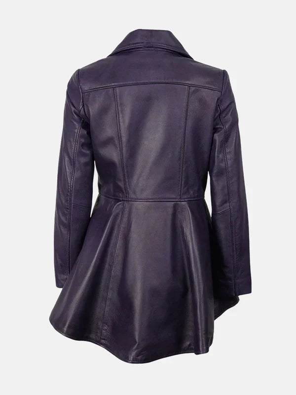 Women's Purple Leather Peplum Jacket
