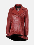Women���s Red Leather Peplum Jacket