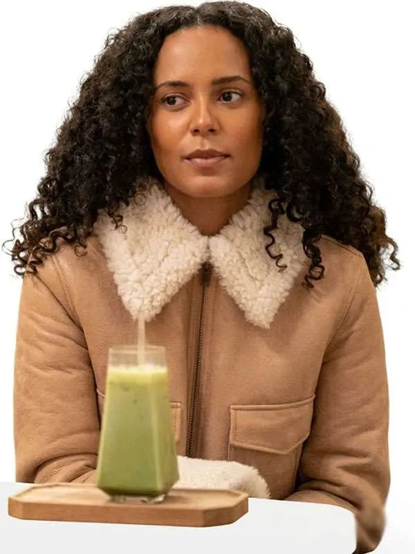 Next Gen Nyc S02 Ava Dash Beige Shearling Leather Jacket