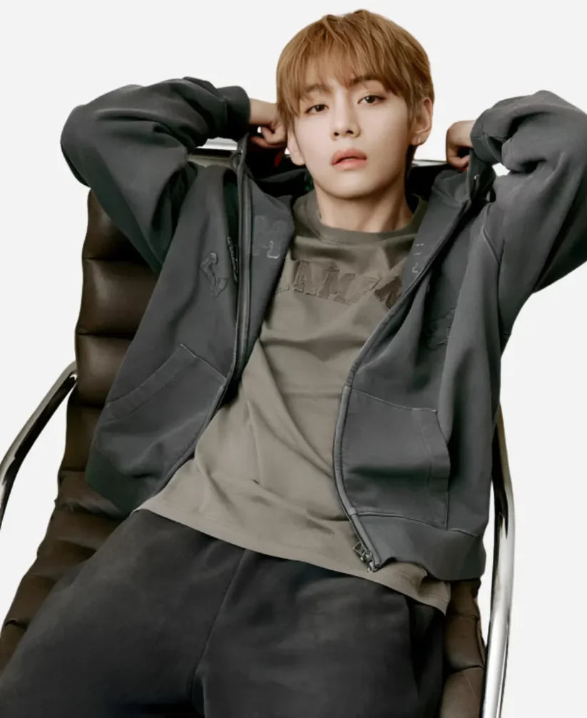 Bts V Champion Grey Hoodie