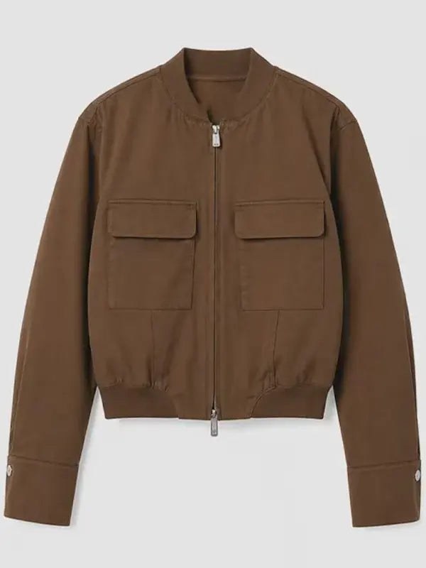 Odessa Herman Brown Cotton Bomber ZIP Jacket