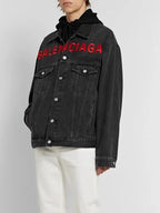 Balenciaga Denim Jacket Red Logo