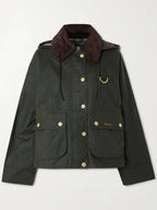 Barbour Reighton Hooded Corduroy Trimmed Waxed Cotton Jacket