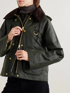 Barbour Reighton Hooded Corduroy Trimmed Waxed Cotton Jacket
