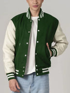 Baseball-Forest-Green-And-White-Varsity-Jacket