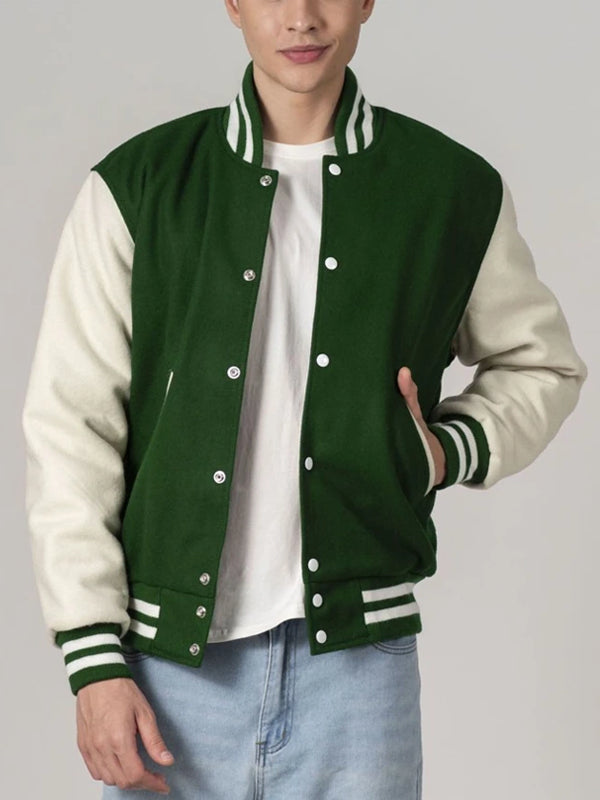 Baseball-Forest-Green-And-White-Varsity-Jacket
