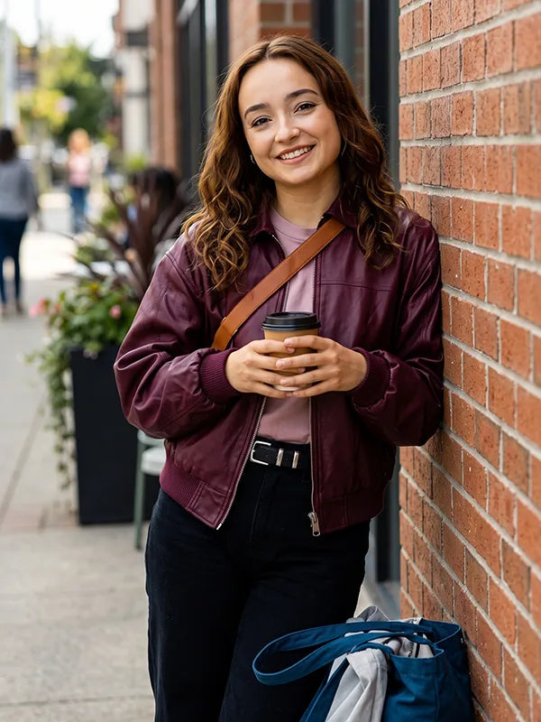 Ruby Stokes Below TV Series 2026 Burgundy Leather Jacket