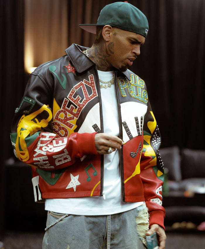 Chris Brown R&B Tour 2026 Leather Bomber Jacket