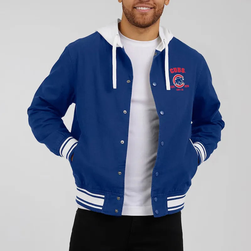 Best Chicago Cubs Royal Cotton Hooded Jacket