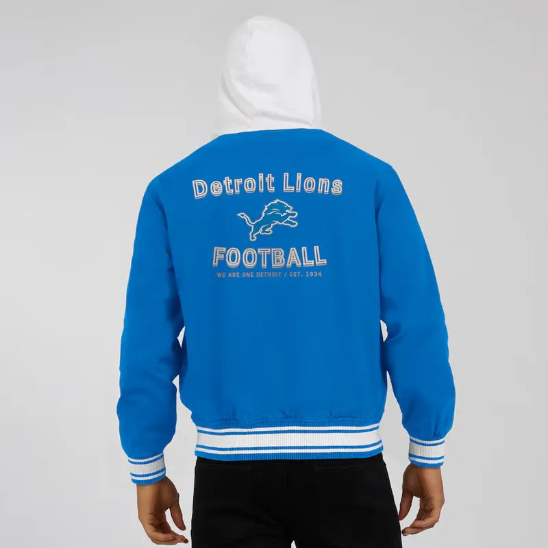 Best Detroit Lions Blue Cotton Hooded Jacket