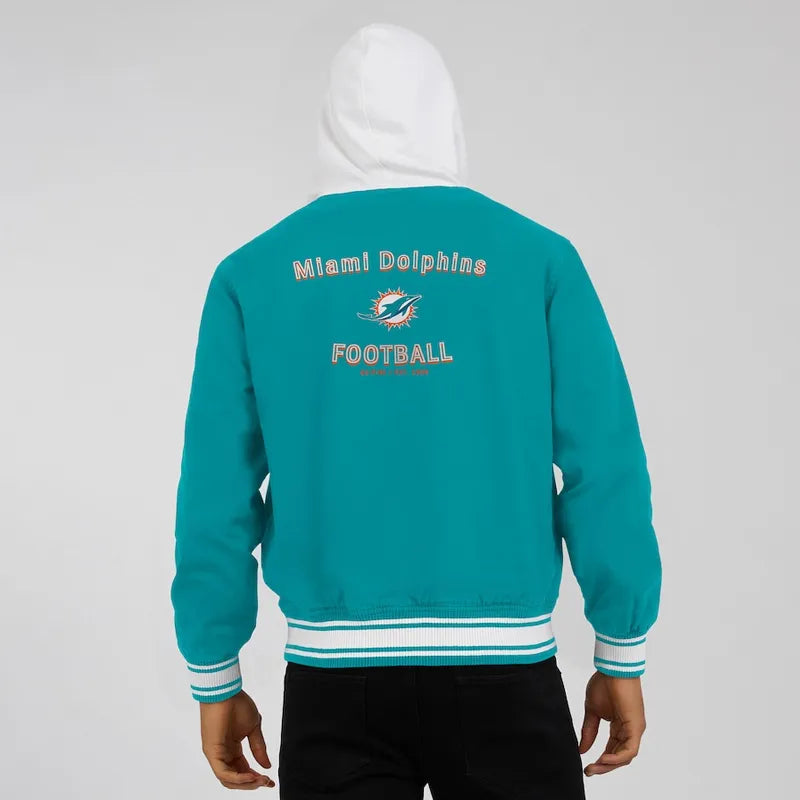 Best Miami Dolphins Aqua Cotton Hooded Jacket