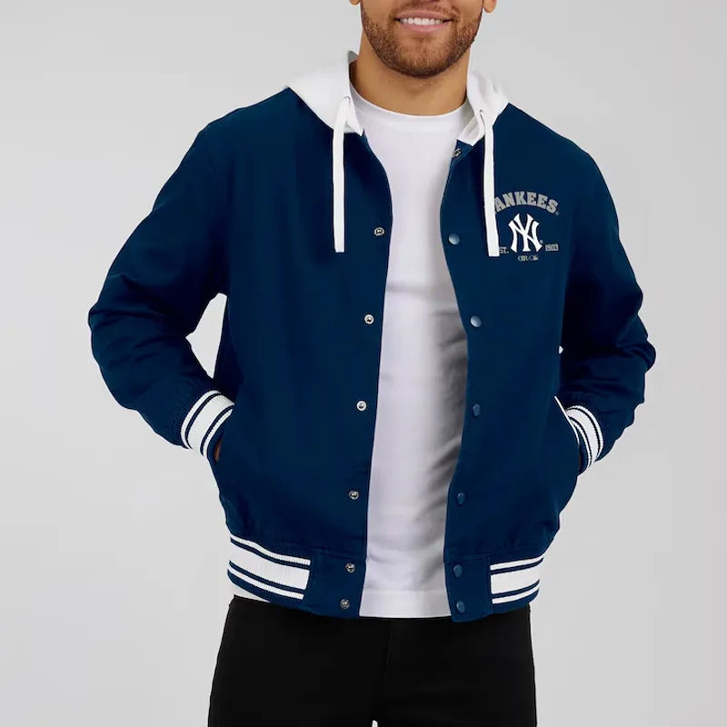 Best New York Yankees Navy Cotton Hooded Jacket