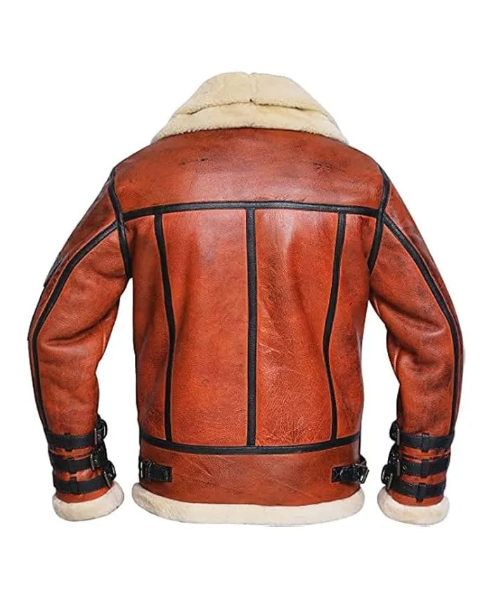 Best Sheepskin RAF Aviator B6 Waxed Bomber Shearling Jacket