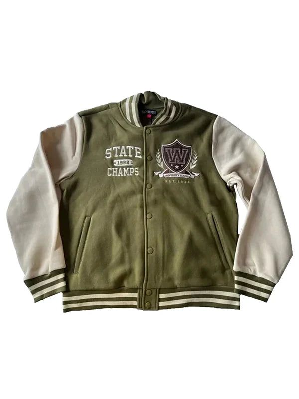 Black-And-Olive-Green-Varsity-Jacket