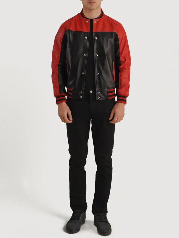 Black And Red Leather Jacket For Sale