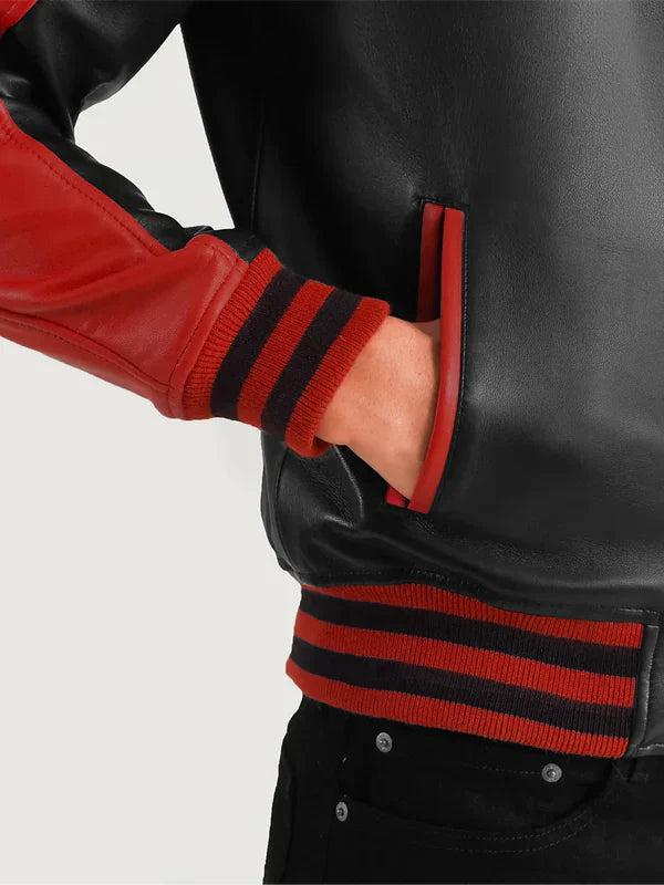Black And Red Leather Jacket On Sale