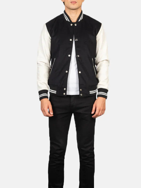 Black And White Varsity Jacket Men For Sale
