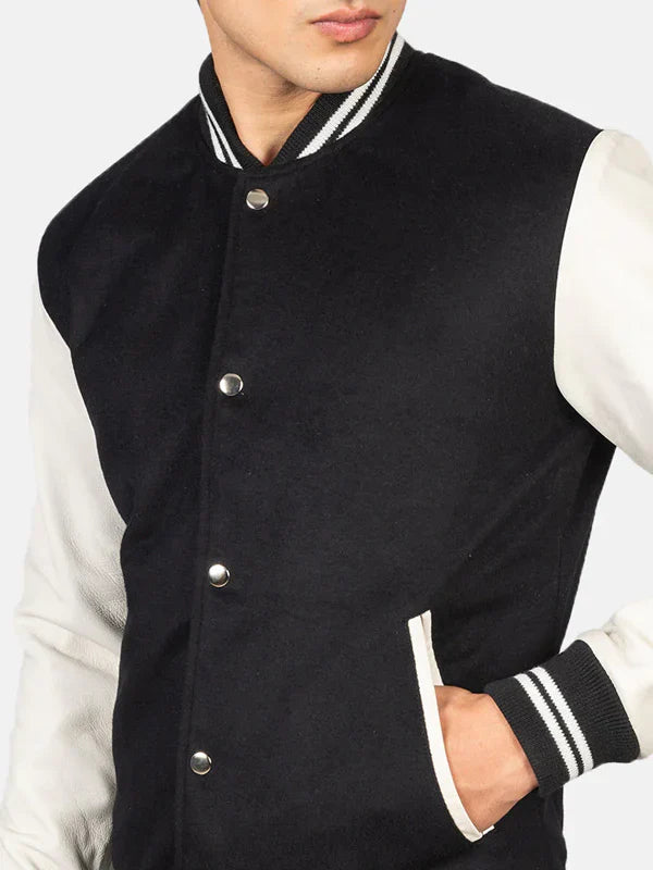 Black And White Varsity Jacket Men Sale