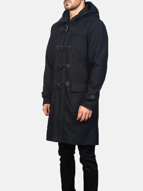 Black Duffle Coat For Men Sale