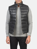 Black Leather Puffer Vest Buy