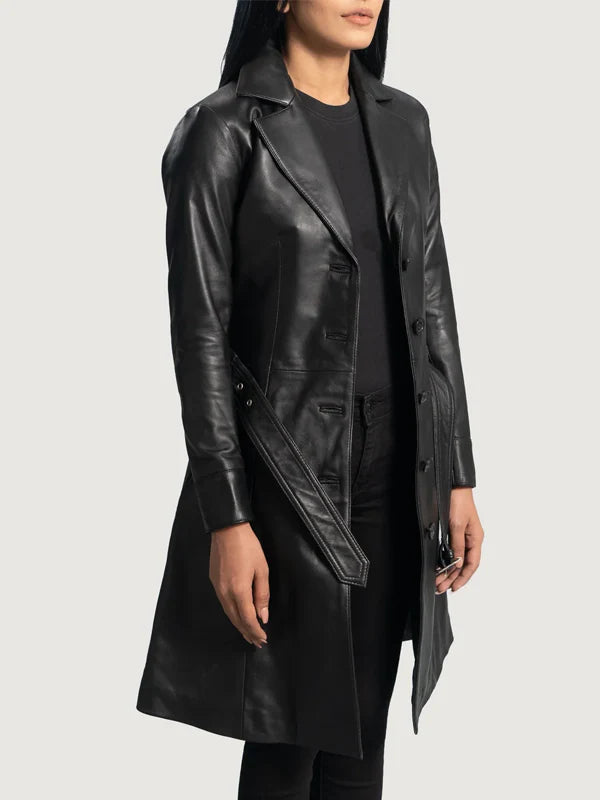 Black Leather Trench Coat Women Buy