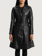 Black Leather Trench Coat Women On Sale