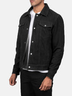 Black Suede Trucker Jacket Buy