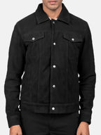 Black Suede Trucker Jacket For Sale