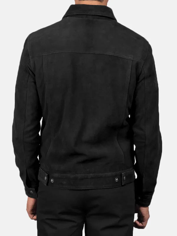 Black Suede Trucker Jacket On Sale