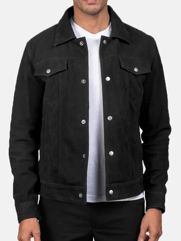 Black Suede Trucker Jacket