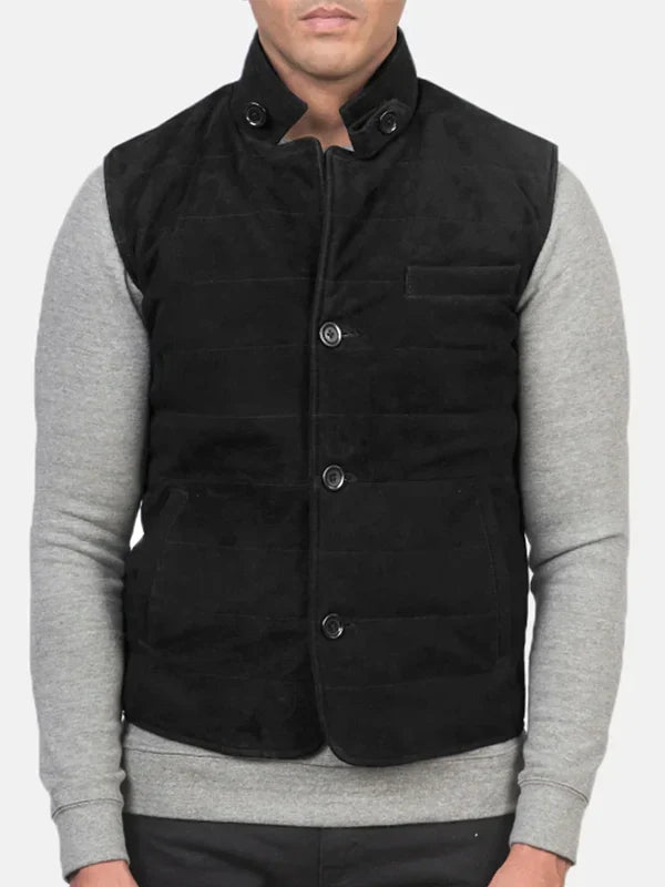 Black Suede Vest Mens