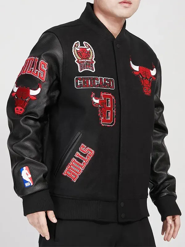 Black Chicago Bulls Varsity Jacket