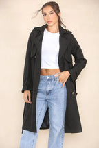 Black cropped trench coat detail
