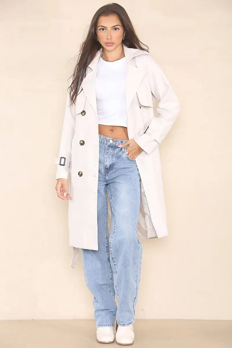 Black cropped trench side view