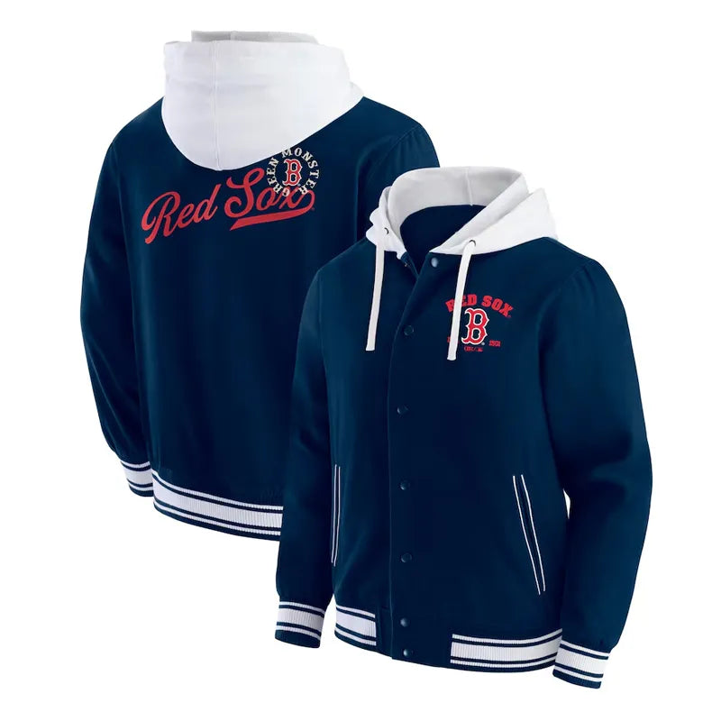Boston Red Sox Navy Cotton Hooded Jacket For Men