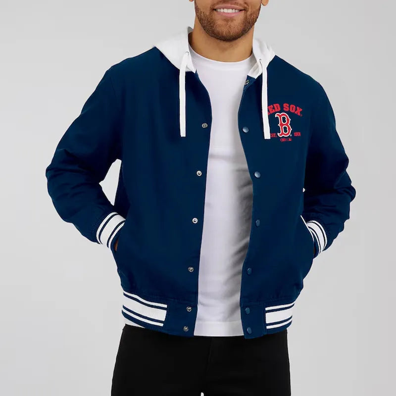 Boston Red Sox Navy Cotton Hooded Jacket In USA