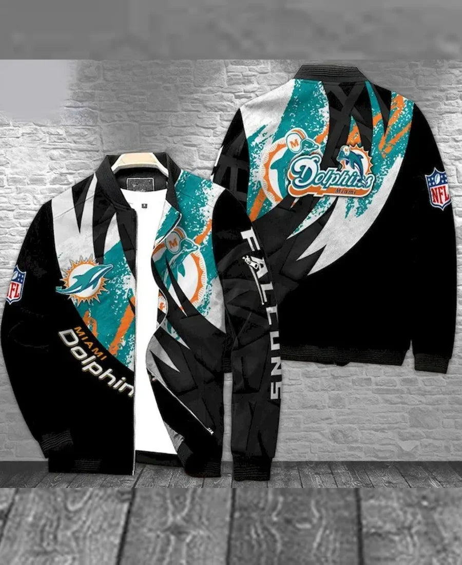 Bradley Miami Dolphins Black Bomber Jacket
