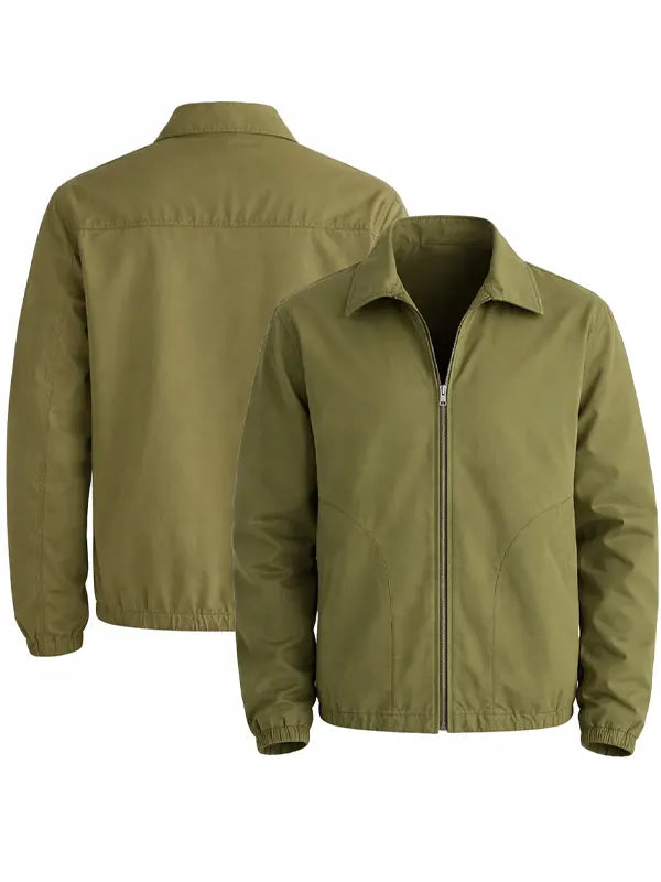 Gaylord Hamill Olive Green Twill Spring Cotton ZIP Jacket