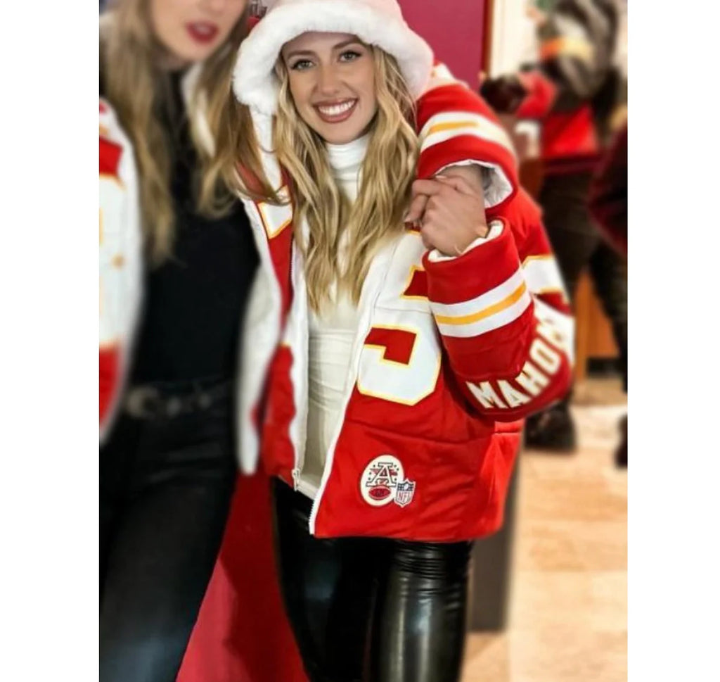 Brittany-Mahomes-Kristin-Juszczyk-Chiefs-Red-Jacket