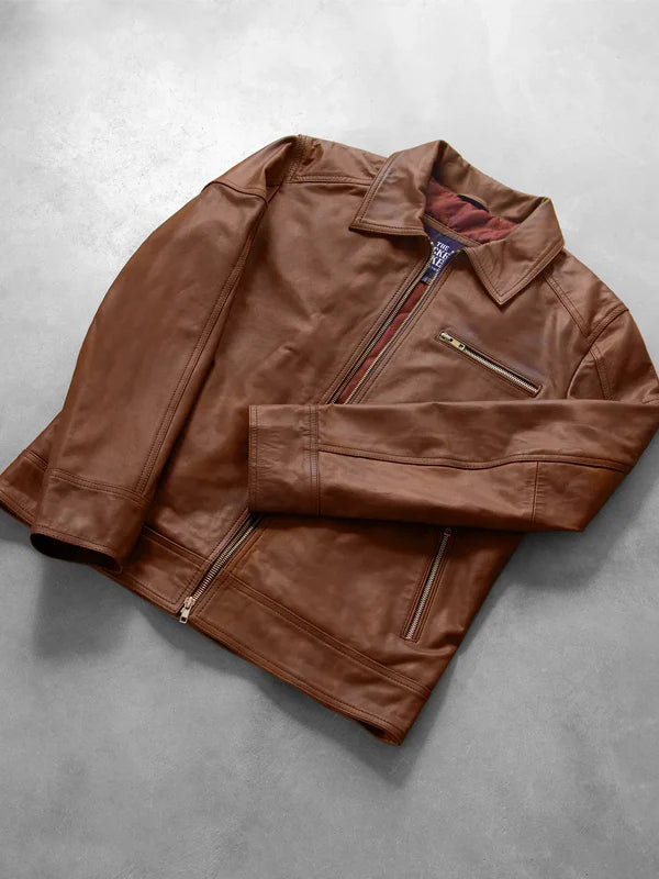 Brown Biker Jacket For Sale