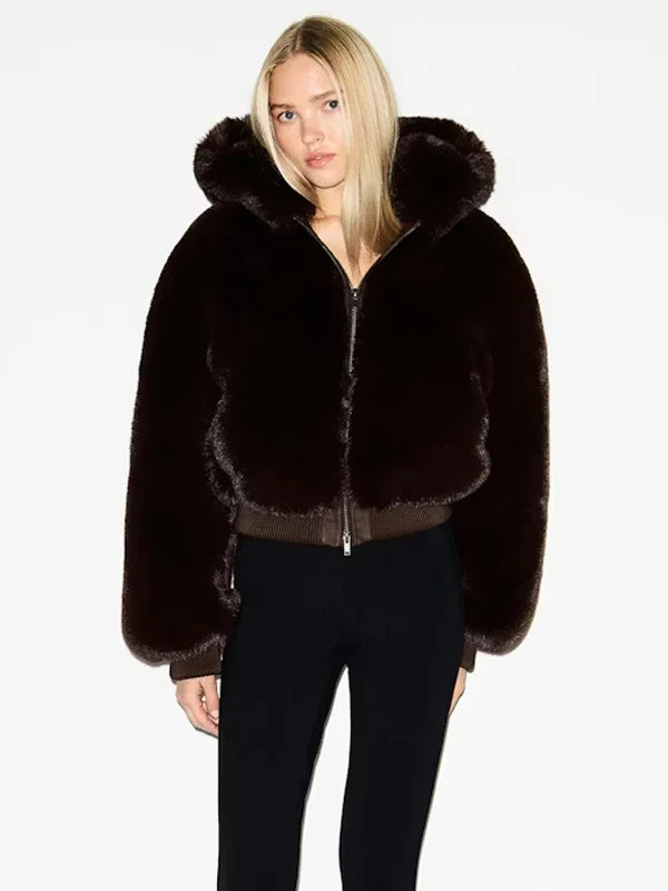 Brown-Skims-Faux-Fur-Zip-Up-Jacket
