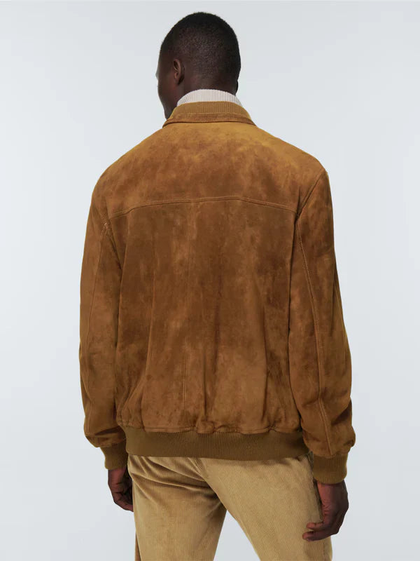 Brown Suede Bomber Jacket For Sale
