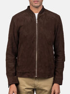 Brown Suede Bomber Jacket Mens For Sale