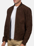 Brown Suede Bomber Jacket Mens Sale
