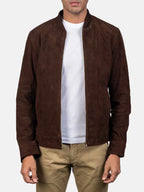 Brown Suede Bomber Jacket Mens
