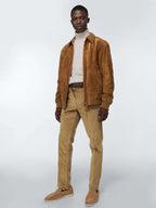 Brown Suede Bomber Jacket On Sale