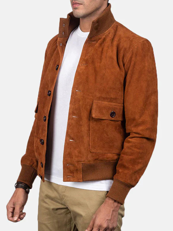 Brown Suede Bomber Jacket Price