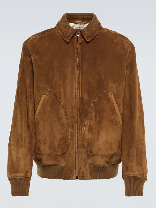 Brown Suede Bomber Jacket